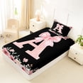 thumbnail image 4 of Erosebridal Letter A Twin Sheet Sets for Girl, Cherry Blossoms Bedding, Black Pink, 3 Pieces, 4 of 5