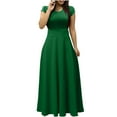 thumbnail image 5 of Nnhblu Sundresses for Women Short Sleeve Maxi Dress Round Neck Green - XL, 5 of 6