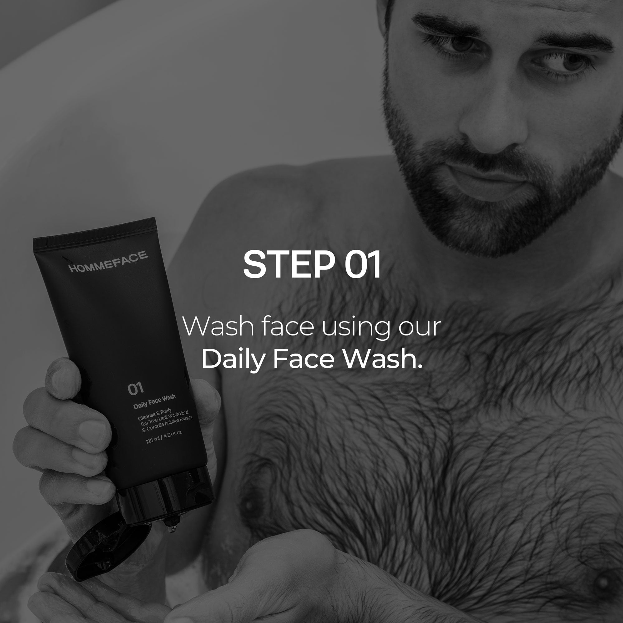 HOMMEFACE Easy Skincare Men's 2-Step Daily Routine Kit, Facial Cleanser and 2-in-1 Face Toner and Moisturizer, For Oily and Acne-Prone Skin, 9.29 fl oz