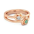 thumbnail image 2 of Love Knot 0.10 Cts Emerald 925 Sterling Silver Rose Vermeil Promise Women Valentines Day Gifts Ring, 2 of 3