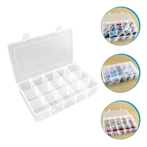 Soimiss 2Pcs Plastic Storage Organizer Box with Multiple Grids Removable Dividers for Indoor Travel