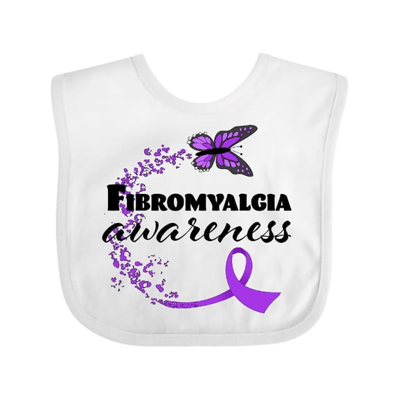Inktastic Fibromyalgia Awareness butterfly ribbon Boys or Girls Baby Bib