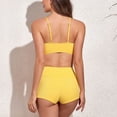 thumbnail image 4 of Traje de baño para mujer, traje de baño de 2 piezas con cuello en V acanalado, correa de espagueti, bikini con cordón frontal acolchado, traje de baño amarillo M, 4 of 6