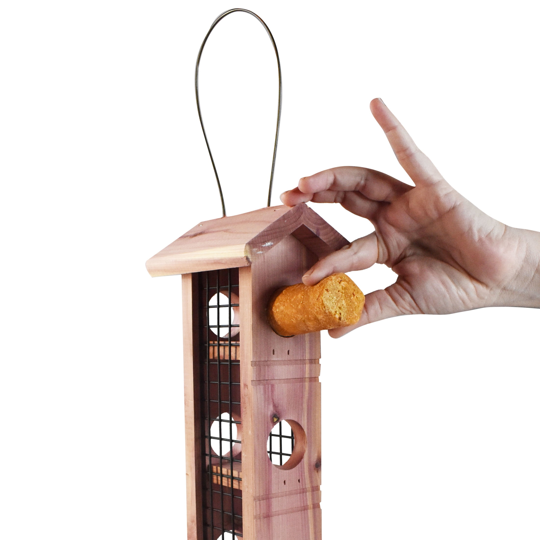 Pennington Red Cedar Wild Bird Suet Feeder, 4 Plug Capacity