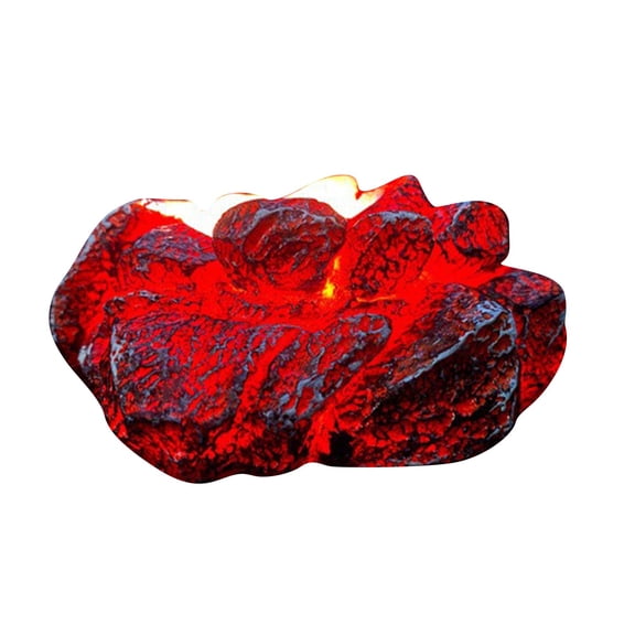Simulated Glowing Base Decorative Ornament Effect Resin Accent Light Faux Fire Prop for Halloween Themed Party Home Mantel Display Red Black 1 Pack