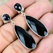 Black Onyx - Brazil 925 Sterling Silver Handmade Earring 1.76" ASE-34