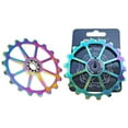 thumbnail image 4 of 18T Aluminum Ceramic Sealed Bearing Jockey Wheel Roller Rear Derailleur Pulley with Installation Hole Adapter Tubes - Multicolor, 72mm, 4 of 10