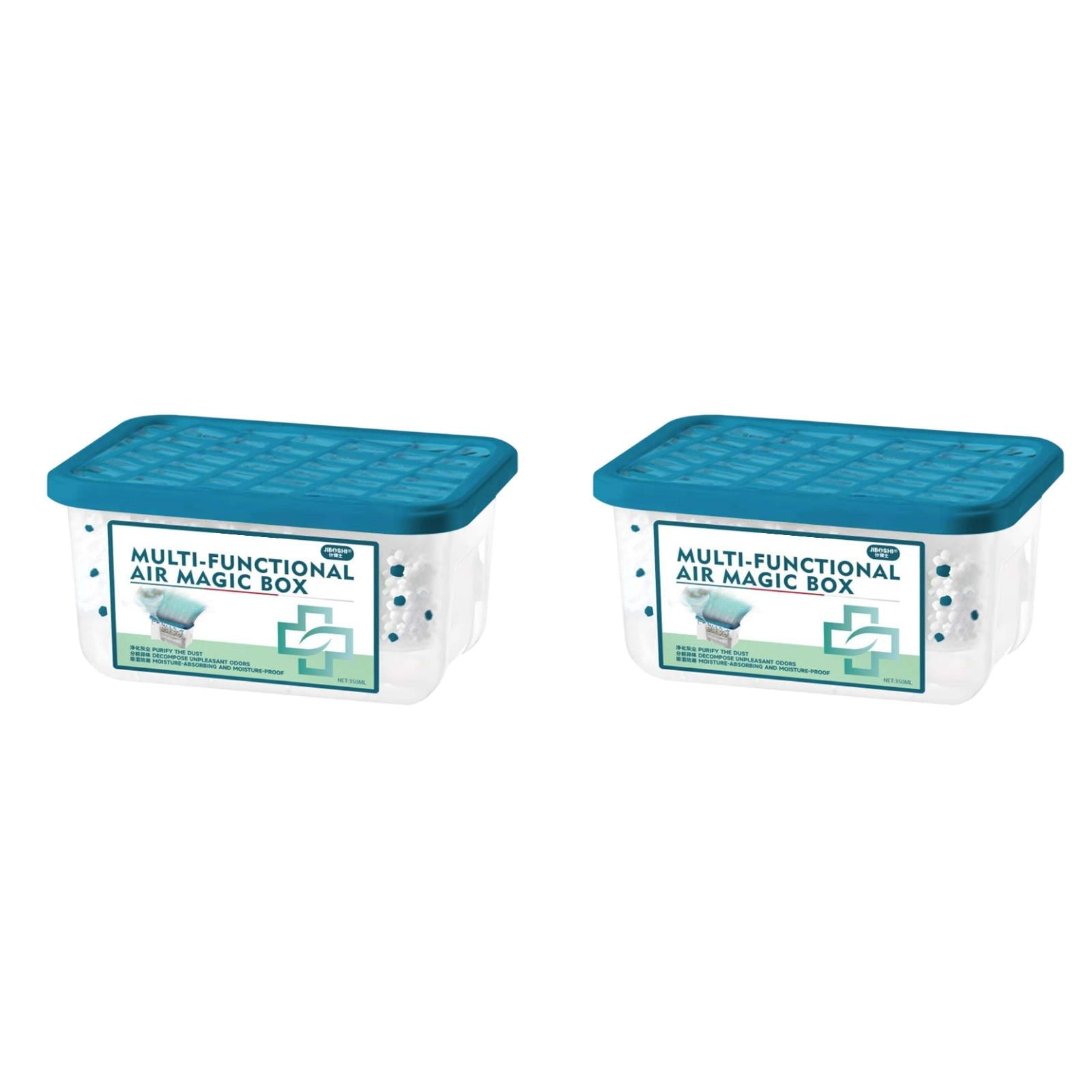 5.1''x3.5''x2.75'' Moisture Absorber Boxes, 2Pc 350ML Dehumidifier for Closet and Bathroom, Humidity Absorber for Wardrobe, Bedroom, RV and Car, Fragrance-Free Moisture Control(Blue)