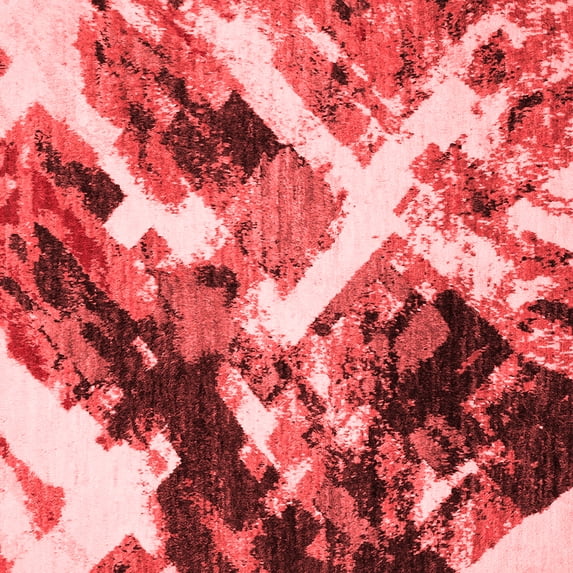 Ahgly Company Machine Washable Indoor Square Abstract Red Modern Area Rugs, 4' Square