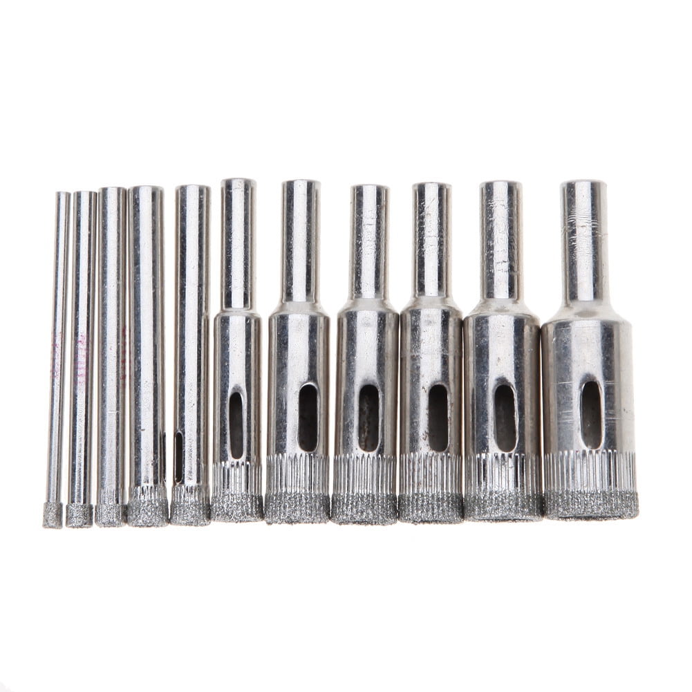 10PCS 3-18mm Diamond Coated Core Hole Saw Drill Bit Set Tools for Glass Marble 