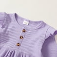 thumbnail image 6 of 2T Baby Girls Clothes 3T Girls 3PCS Outfits Set Solid Color Toddler Girls Long Sleeve Top Pants Set with Headband Purple, 6 of 10