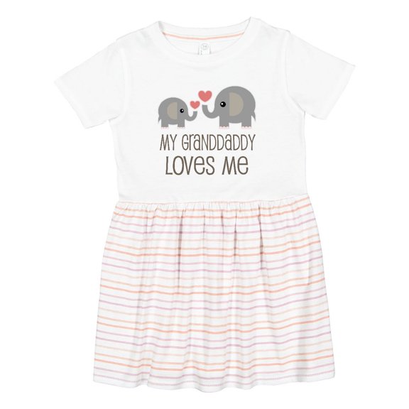 Inktastic Grandaddy Loves Me Elephant Girls Toddler Dress