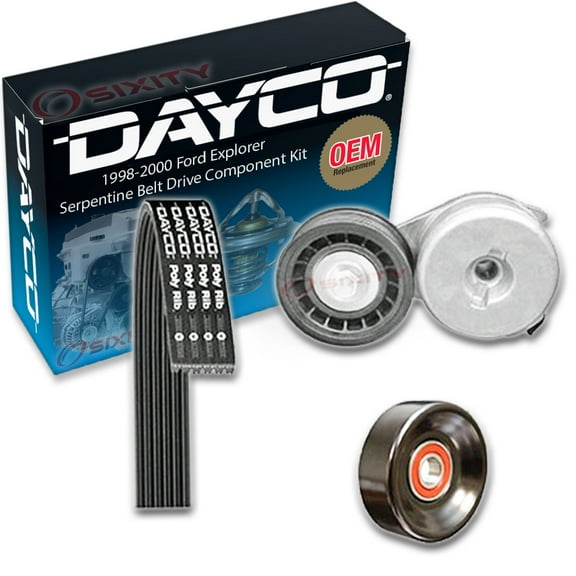 Dayco Main Drive Serpentine Belt Drive Component Kit compatible with Ford Explorer 4.0L V6 1998-2000