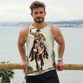 thumbnail image 6 of KLL Vintage Cowboy Riding Horse Print Men's Muscle Gym Workout Stringer Tank Tops Bodybuilding Fitness T-Shirts Tank Tops Men-X-Large, 6 of 7