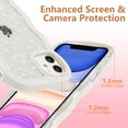 thumbnail image 3 of for iPhone 12/12 Pro Case 6.1 inch,Cute Curly Wave Frame Shape Case with Star Space Pattern, Clear Slim Shockproof Hard PC Bumper Phone Case for iPhone 12/12 Pro, White, 3 of 18