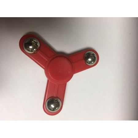 Tri Hand Spinner Fidget Spinners Red Metallic Ball Design Toy Stress Reducer Ball Bearing - May help with ADD, ADHD, Anxiety, and Autism Adult Children
