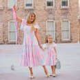 thumbnail image 5 of IBTOM CASTLE Mommy and Me Dress Summer Casual Boho Floral A-Line Ruffled Flowy Beach Hawaiian Vacation Maxi Dress XL Pink Tie Dye, 5 of 8