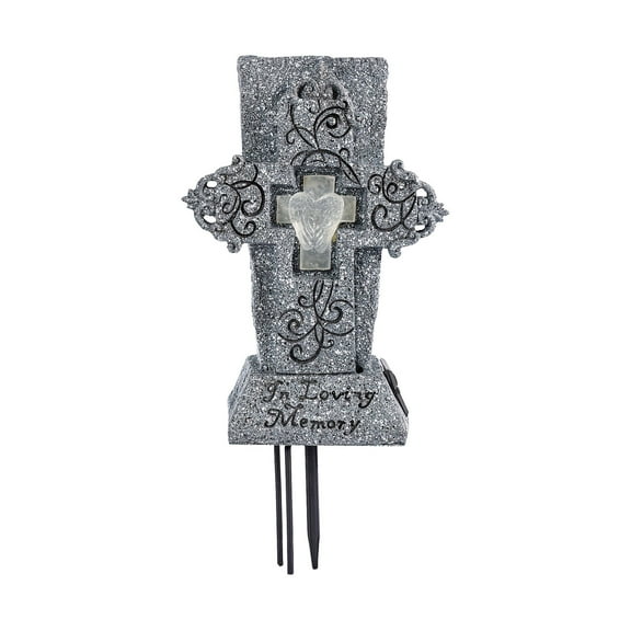 Yyuenw Solar Cemetery Vase with LED for Fresh/Artificial Flowers Grave Flower Headstones Vases with Spikes Gravestone Decor Memorial Gifts for Loss of Loved One