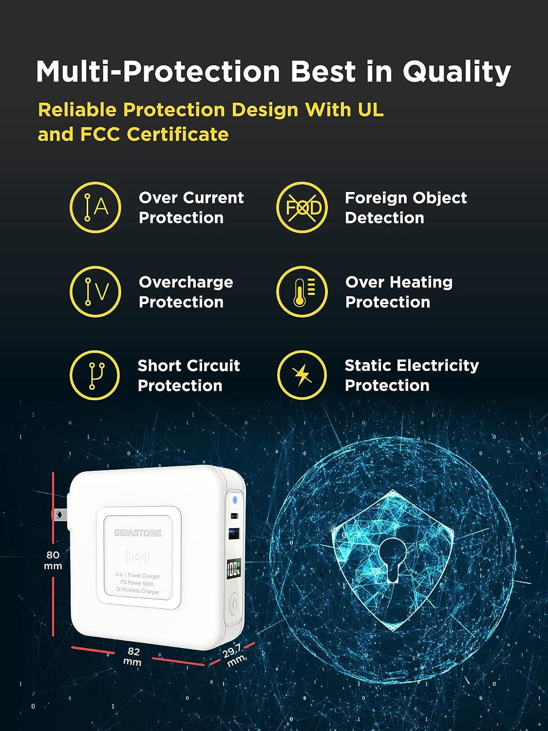 Gigastone 4-in-1 10000mAh Qi Wireless Portable Charger 20W Wireless Power Bank - White 4 pack