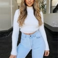 thumbnail image 2 of Babysbule Chandails pour Femmes Liquidation Mode Décontractée Couleur Unie Col Roulé Pull Haut Blouse Slim, 2 of 8