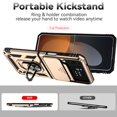 thumbnail image 4 of Dteck Samsung Galaxy Z Flip 4 Case with Ring Stand, Slide Lens Camera Cover 360 Degree Rotating Ring Kickstand Magnetic Military Grade Heavy Duty Rugged Case for Samsung Z Flip4,Gold, 4 of 9