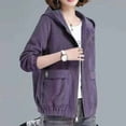 thumbnail image 4 of jtjvou Women's Casual Corduroy Hooded Drawstring Long Sleeve Zip Up Jacket Loose Shacket Coat Winter Warm Outerwear With Pocket Purple XXL, 4 of 6