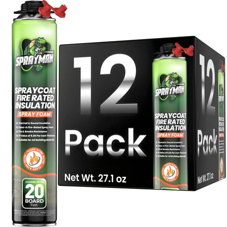 Sprayman Spraycoat Fire Rated Closed Cell Insulation Foam 27.1oz 12 Pack  No Gun