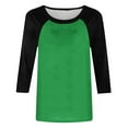 thumbnail image 4 of RQYYD Quarter Length Sleeve Tops for Women 3/4 Length Sleeve Crew-Neck T Shirts Color Block Casual Cotton Womens Tops, 4 of 5