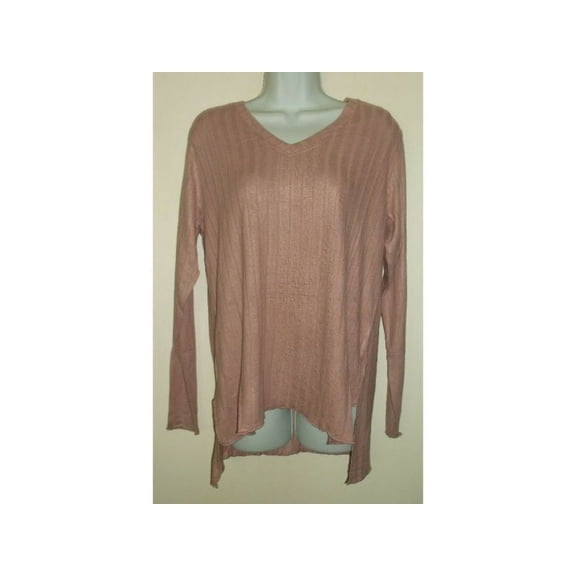 Mote Women's V-Neck Stretch Easy Care Warm Long Sleeve Ribbed Shirt