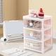thumbnail image 5 of Caja organizadora de almacenamiento de escritorio de plástico rosa de 3 capas, diseño trapezoidal transparente para cosméticos, papelería, cables, 16,5x13x20,5cm/7,09x5,12x8,07 pulgadas, multiusos, 5 of 7