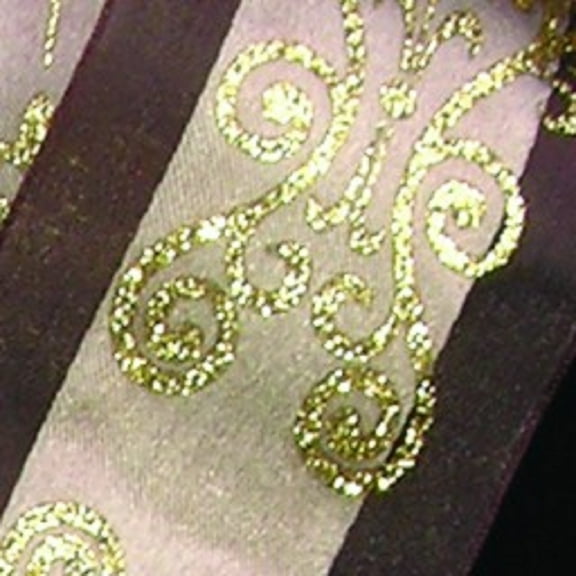 The Ribbon People Chocolate Brown and Gold Wired Craft Ribbon 2.5" x 27 Yards