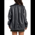 thumbnail image 3 of Chaqueta de Sintético para Mujer, Abrigos de Motociclista Extragrandes, Moda Otoño 2025, Ropa de Invierno Gris XXL, 3 of 7
