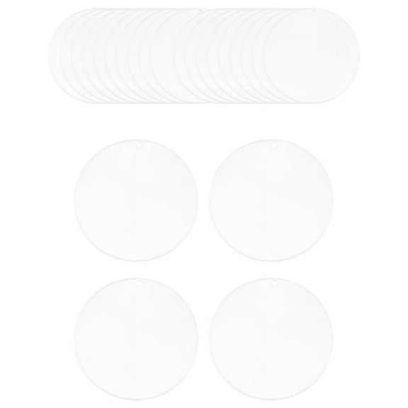 24 Pieces 3 Inch Acrylic Keychain Blanks Circles Clear Disc Ornaments Blanks with Hole Circle Discs for DIY Keychain