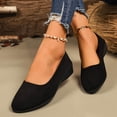 thumbnail image 3 of Women's Lightweight Low Wedge Leather Loafers Comfortable Slip On Pointed Toe Business Dress Work Shoes Black Size 8, 3 of 7