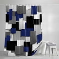 thumbnail image 4 of Navy Blue Black Geometric Shower Curtain Set, Waterproof Shower Curtains for Bathroom, Modern Abstract Art Block Washable Fabric Cloth Bath Curtain for Bathtub Decoration with Hooks 48x72 Inches, 4 of 9