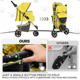 thumbnail image 6 of MoNiBloom 3 Wheel Folding Pet Dog Stroller, Foldable Lightweight Trolley with Storage Basket, Cup Holder and 360° Rotating Front Wheel for Small Medium Dogs, Yellow, 6 of 15
