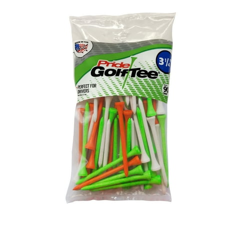 - 3-1/4 Orange, White, and Green Mix Golf Tees, 90 count