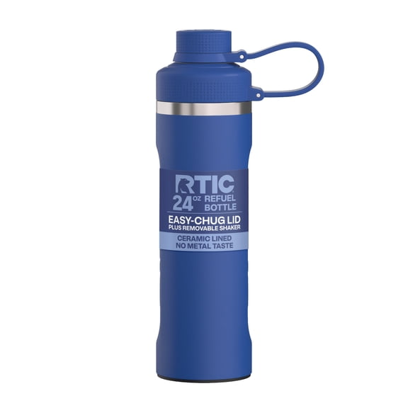 RTIC 24 oz Ceramic Lined Insulated Refuel Water Bottle, Leak Proof with Removable Shaker, Cobalt