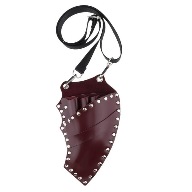 Tijeras de cuero sintético para peluquería, tijeras de peluquería, tijeras para peluquero, herramientas para peinar el cabello de mascotas, estuche y funda. Púrpura