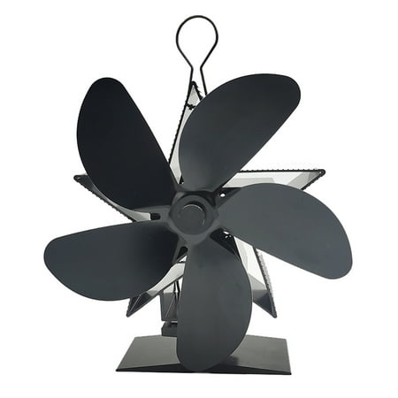 

Heat Powered Circulates Fireplace Fan with 5 Blades Silent Motors Wood Burning Stove Fan Easy Operation Black