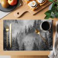 thumbnail image 2 of Black Grey Mountain Placemats Set of 8 Misty Forest Nature Woodland Pine Tree Landscape Place Mats Indoor Wipeable Table Mats Washable Dining Table Placemats for Kitchen Holiday Decor 13x19 Inch, 2 of 9
