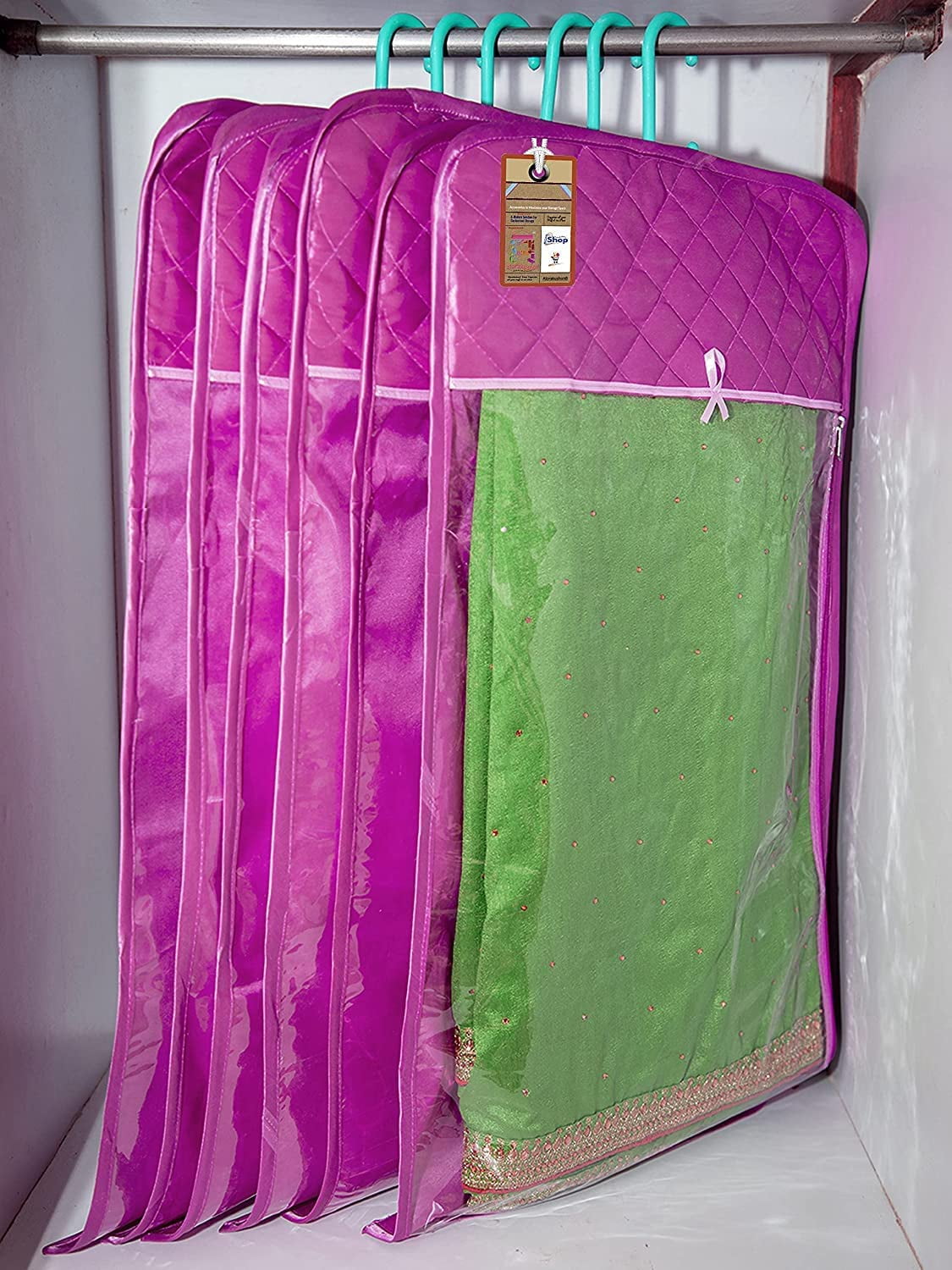 atorakushon 30'' Hanging Garment Suit Bags Storage Clothes Cover with Clear Window Zipper Closet for Tuxedos Shirts Fur Coats Pack of 12 Purple
