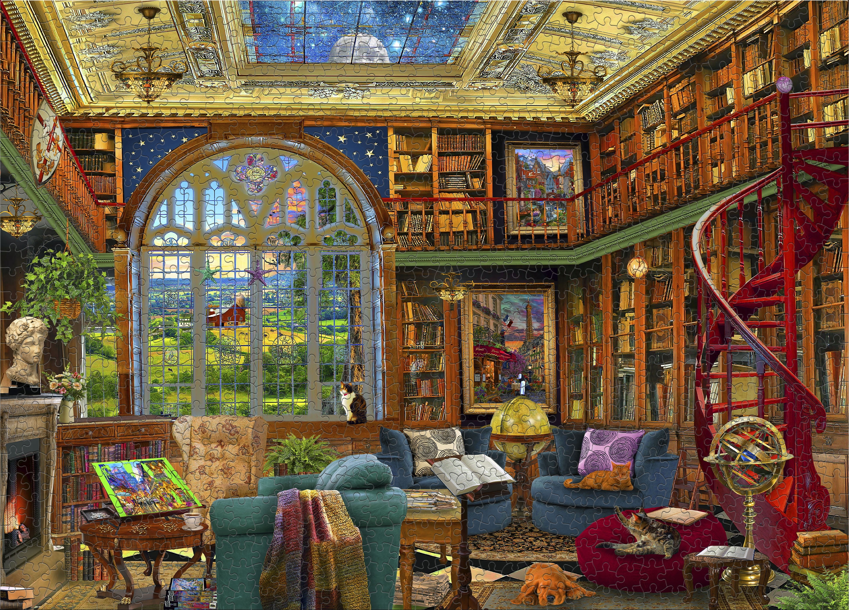 Ceaco 1000 Piece Country Library Interlocking Jigsaw Puzzle