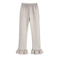 thumbnail image 4 of ITSAME Girls Casual Pants, Ruffle Hem Elastic Waist Plaid Print Kids Fashion Casual Pants Gray Size 12-13, 4 of 7
