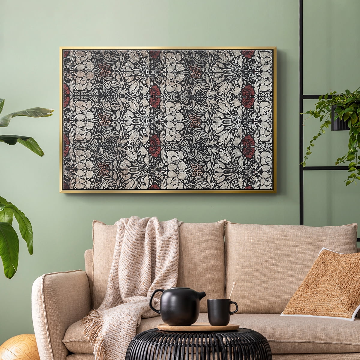 Vintage Abstract Print-XXII Framed in Gold Wood Gallery Wrapped Canvas 27 in. x 41 in.