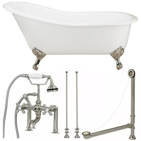 Vintage Tub & Bath Charlotte 67 Inch Cast Iron Slipper Clawfoot Tub Package