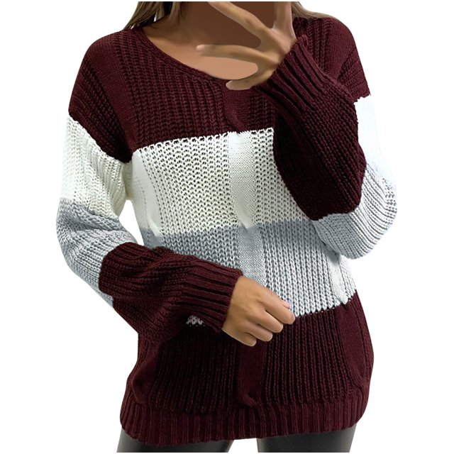 Blusa de suéter de color sólido con cremallera de manga larga con cuello en V clásico para mujer Pompotops gfhjh5369
