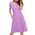 thumbnail image 2 of TARAINYA Women Summer Short Sleeve Empire Waist Dresses A-Line Floral Print Midi Dress Pleated Loose Fit Swing Sundress with Pockets, 2 of 7