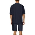 thumbnail image 4 of Stamzod Sweatsuits for Men 2 Piece Summer Solid Color Short Sleeve Tees and Shorts Set Casual Loose Plus Size Workout Running Tracksuit with Pocket Navy S, 4 of 7