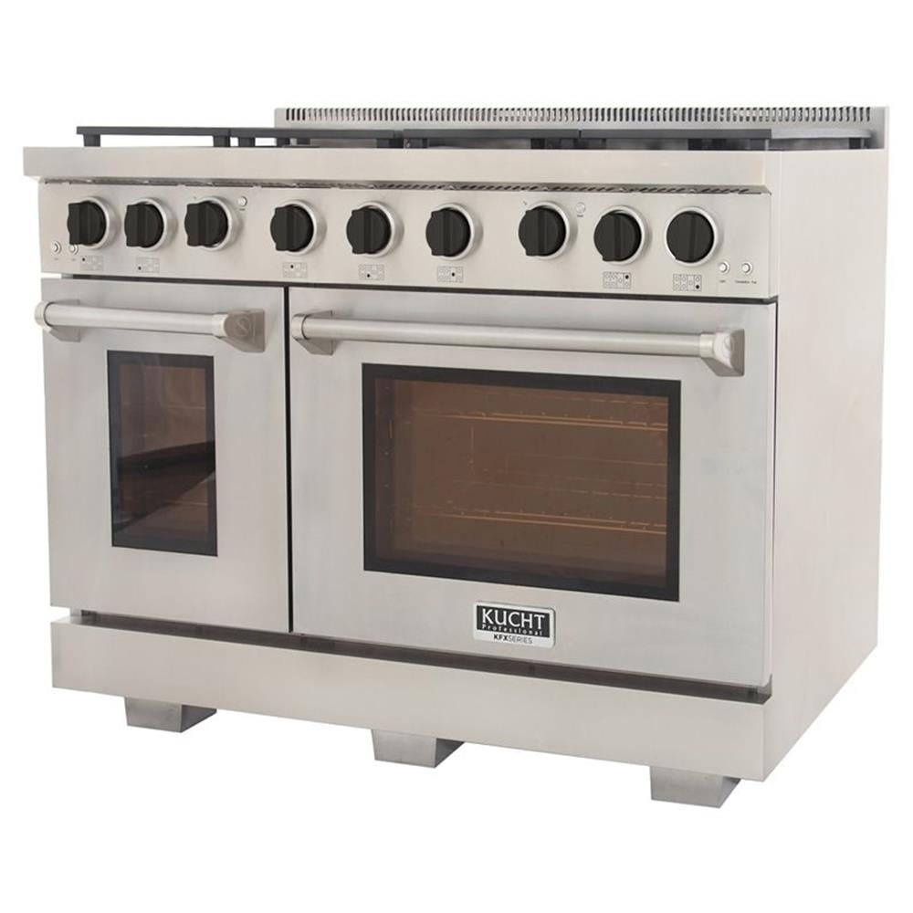Pemberly Row 48" Stainless Steel Propane Gas Range in Black/Silver